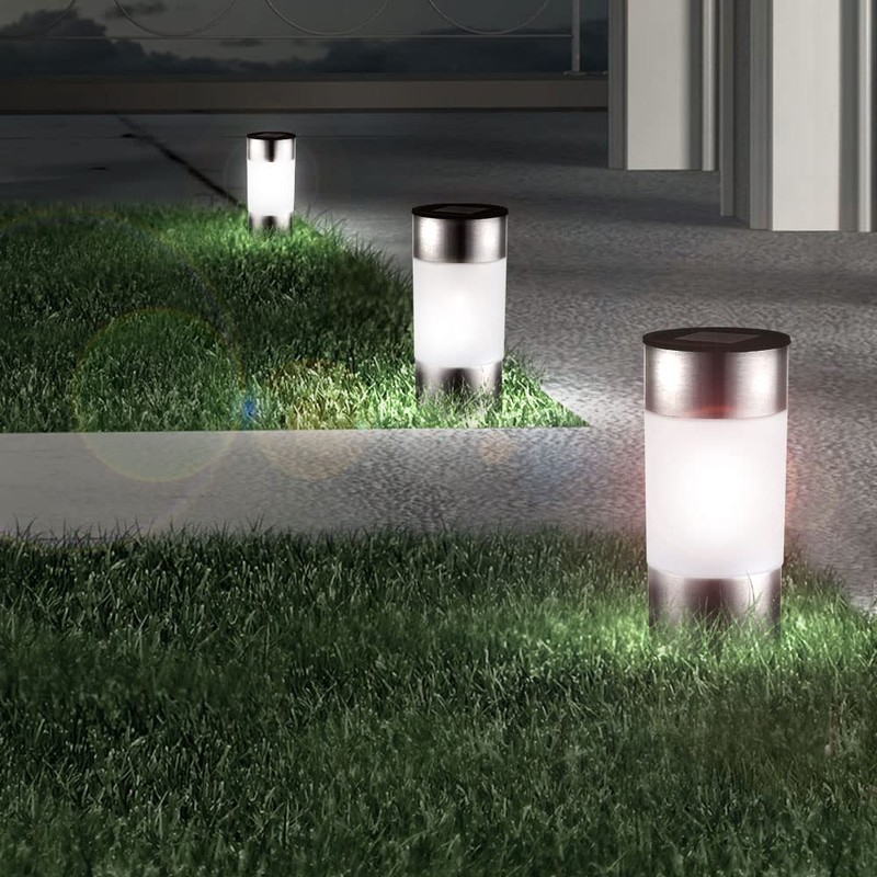 GLOBO 33254-3 LED Solar Lamp Stainless Steel Outdoor Garden Path