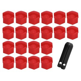 Lyxheth 20PCS Lug Nut Covers, Bolt Covers Caps, Auto Hub Screw Protector with Remover Tool, 19 mm Inner Hex Wheel Bolt Dust Caps Cover Decorative Car Accessories Universal for Most Cars (Red, 19mm)
