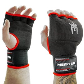 Meister Gel-Padded ProWrap Inner Hand Wrap Gloves (Pair) - Black/Red - Youth/X-Small
