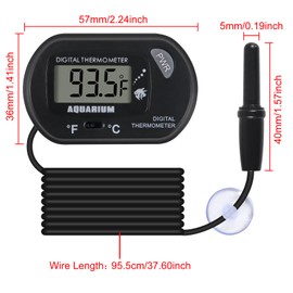 2Pack Digital Aquarium Thermometer with Large LCD Display, Reptile Thermometer for Vehicle, Terrarium, Fish Tank, Refrigerator