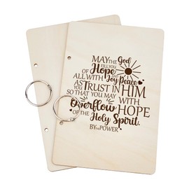 SUPERDANT Blessing Text Greeting Card Organizer May the God of Hope Fill You with All Joy Wedding Journal Card Keeper Text Planner Card Holder Wooden Loose Leaf Photo Album with 2-Rings