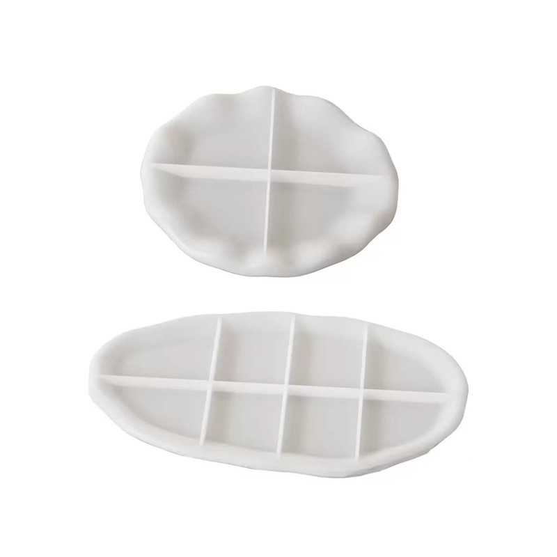 2PCS Large Irregular Silicone Resin Tray Mold,Round Oval Coasters Epoxy