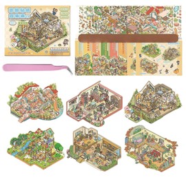 Large Size DIY 3D Sticker Scene Stickers Book for Kids Adults 6 Sets DIY 3D House Collection Book Miniature Scene Stickers Therapy for Adult Relief Stress Pass The Time Birthday Gift