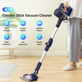 Powaert Cordless Vacuum Cleaner, 6 in 1 Powerful Stick Vacuum for Home, 2200mAh Battery Vacuum Rechargeable Vacuum (Cobalt)