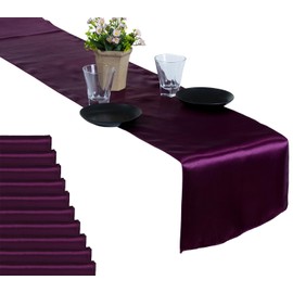 MDS 5 unidades Boda 30,5 x 274,3 cm satén camino de mesa Decoración Boda Banquete más de 30 Color, Berenjena, 1