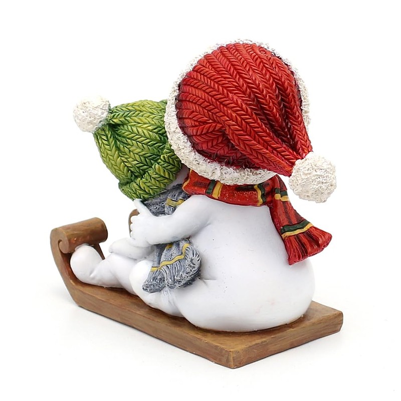 Dekohelden24 Pair of Snow Children Snowmen with Hat and Scarf