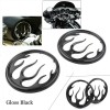 Unbranded Gloss Black Flames Front Speaker Grill Trim For Harley