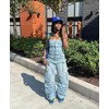 LKOUS Casual Cargo Denim Jumpsuit for Women, Elastic Stretch Multi