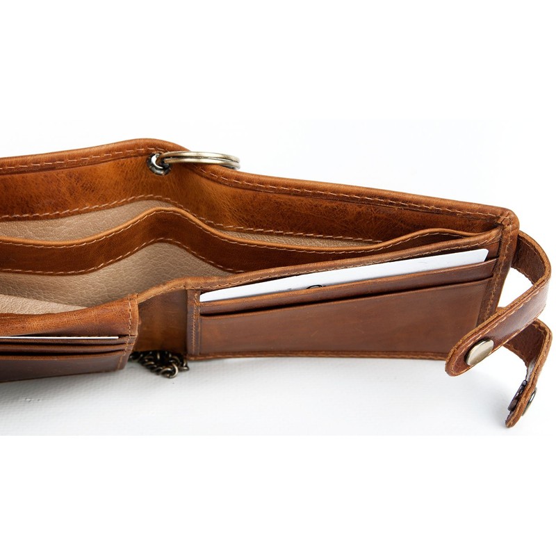 Natural Leather Biker's Pocket Sized Pure Leather Wallet with Metal