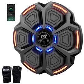 Music Boxing Machine with Gloves, Wall Mounted Smart Bluetooth Boxing Machine, Music Punching Equipment for Adults Kids Gifts, Fun Boxing Games for Home (Black)