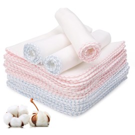 ViEinkaufen 20 Pack Muslin Face Cloths For Baby 100% Cotton Muslin Cleansing Cloths Reusable For Makeup Removal,Baby Facial Cleaning and Bibs