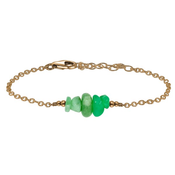 Chrysoprase Chip Bead Bar Bracelet in Bronze