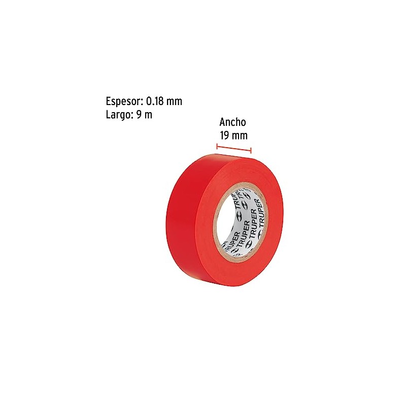 Truper M-22R, Cintas de aislar, 9 m x 19 mm,
