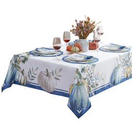 Home Bargains Plus Thanksgiving Blue Provence Heritage Pumpkin 60 x 102 inch Rectangle Fabric Tablecloth