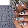 6Sheets Black Silver Line Nail Art Stickers 3D Self-Adhesive Stars