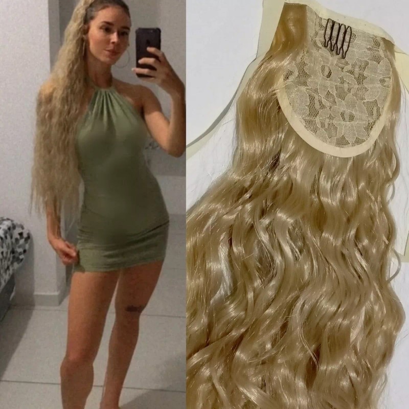 TASSYME ACCESORIOS Coleta Extra Larga Rizada Cabello Sintético Rubio Claro