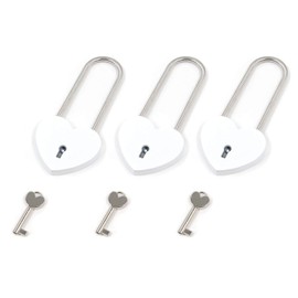 T Tulead Heart-Shaped Locks Lover Locks Large Heart Padlock White Locks 3.86"x1.75" Decorative Locks Pack of 3 with Keys