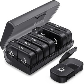 AUVON Weekly Pill Organizer 2 Times a Day, One-Side Large Opening, Easy‑Use