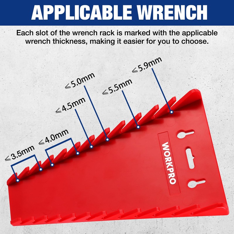 WORKPRO 2-Pack Magnetic Wrench Organizer, 12-Piece Wrench Holder Set for