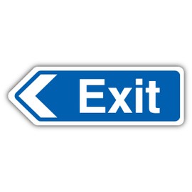V Safety Exit Arrow Left - Shaped Sign 300 x 100 mm - Glow In The Dark 1mm Rigid Plastic