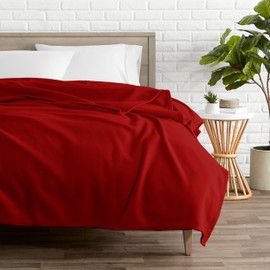 Bare Home Polar Fleece Blanket - Throw Blanket - Red - Warm & Cozy - Premium Fleece Blanket - Blanket for Bed, Sofa, Camping, Travel and Cold Nights - Lightweight Blanket (Throw, Red)