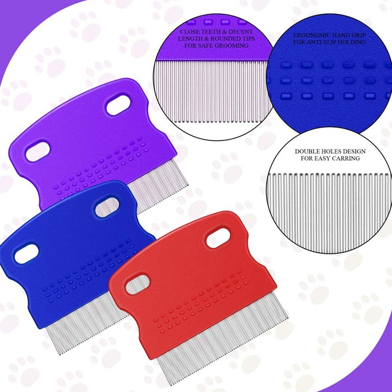 3Pcs Grooming Kit with Handle: Flea Remover Combs for Long