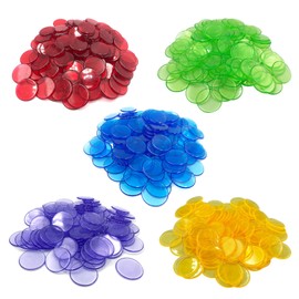 Yuanhe 500 Pieces 3/4 Inch Transparent Counting Chips for Bingo Game, Party, Classroom, Game Night - Mixed Color