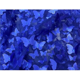 Unbranded Royal blue Taffeta 3D Butterfly sheer 58" Wide Bridal gown fabric by the yard
