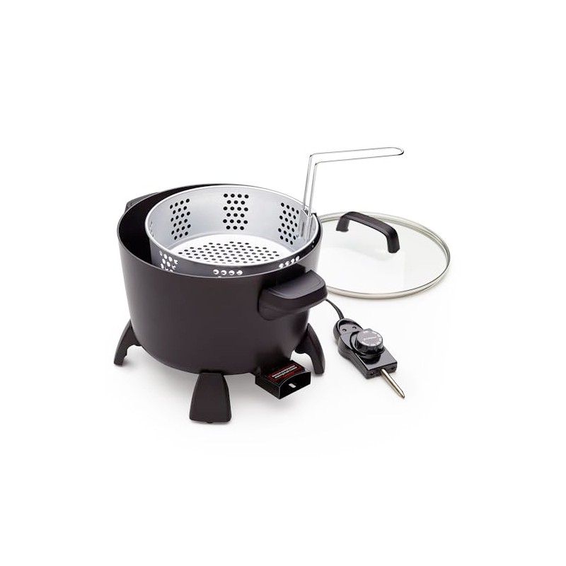 Presto 8-Quart Big Kettle, Steamer and Deep Fryer Multi-Cooker, Black