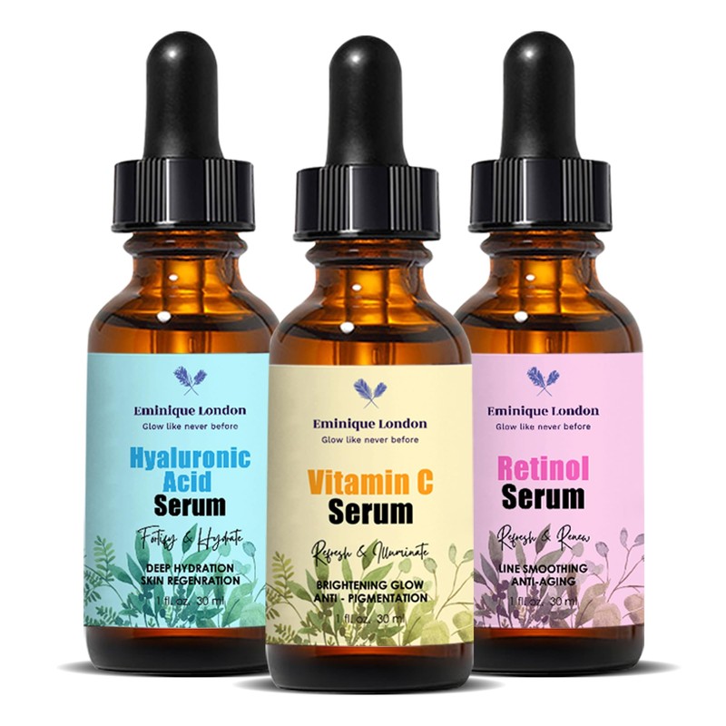 Face Serum 3 Pack with Vitamin C, Retinol and Hyaluronic