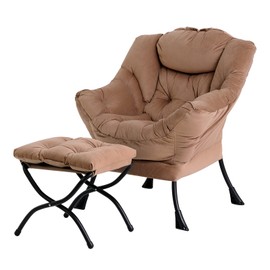 HomEastlly Large Lazy Chair with Ottoman, Accent Reading Chair with a Footrest, Cozy Lounge Armchair, Leisure Sofa Armchair for Living Room, Bedroom, Dorm Room, Office