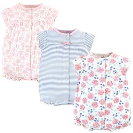 Touched by Nature Unisex Baby Organic Cotton Rompers, Pink Rose, 9-12 Months
