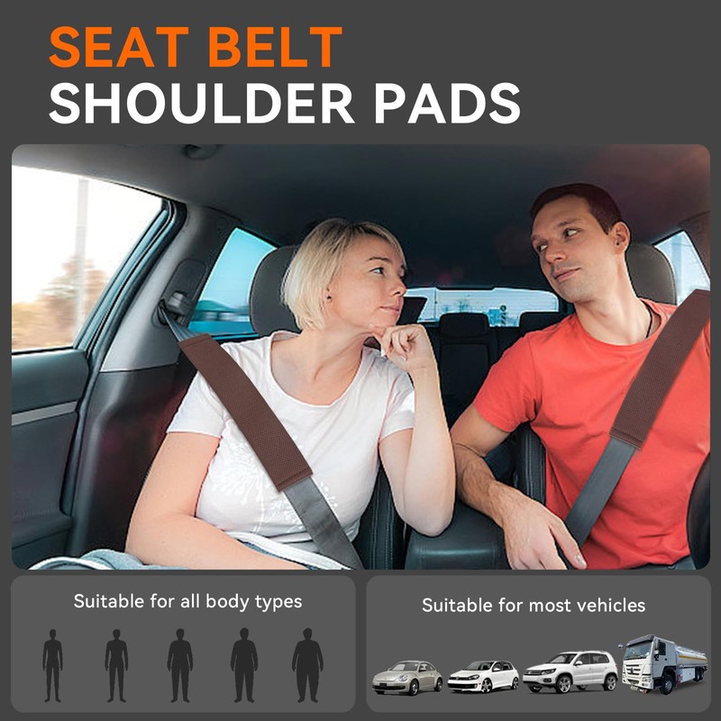 GAMPRO Perforated Breathable Car Seat Belt Pads, Microfiber Synthetic Leather