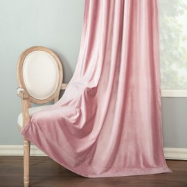 VOGOL Pink Velvet Curtains 96 Inches Long, Soft Touch Velvet Christmas Curtain Panels for Living Room, Rod Pocket Decorative Drapes for Bedroom, 52 x 96, 2 Pieces