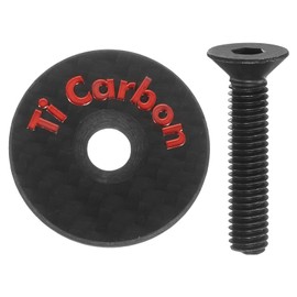 sourcing map 1-1/4 OD Bicycle Headset Stem Top Cap Carbon Fiber Cycling Headset Cover Stem with Red M6 Bolt for Mountain Road Bike MTB, Red