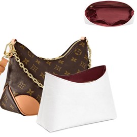 OAikor Purse Organizer Insert Compatible with LV Boulogne PM Bag,Upgraded Lightweight Water-Resistant Dupontpaper Boulogne pm Insert Organizer Shaper for Luxury Bags(White-Red)