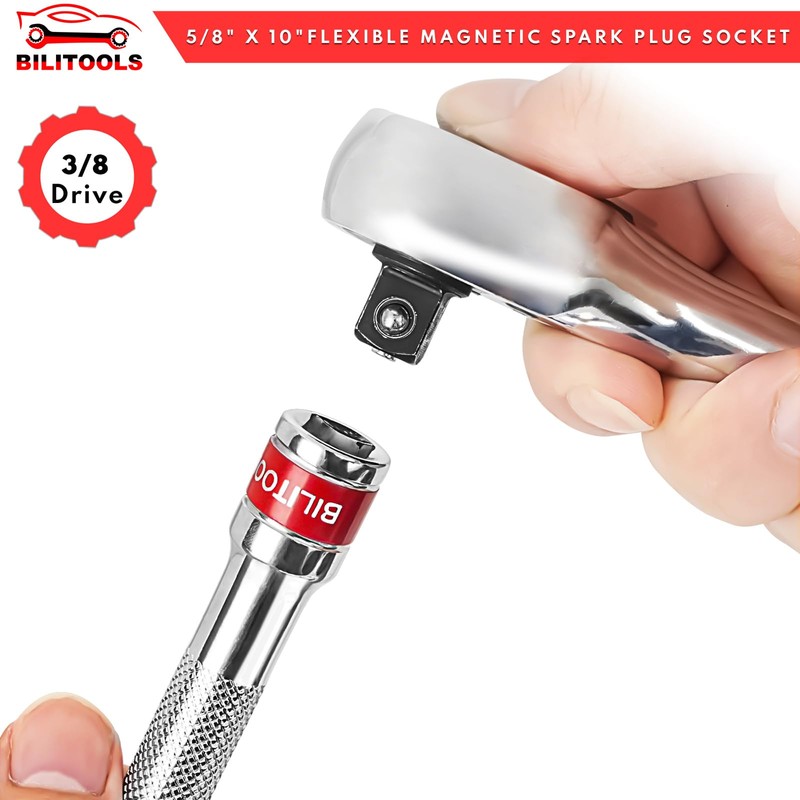 BILITOOLS 5/8-inch Magnetic Spark Plug Socket Swivel Thin Wall Spark