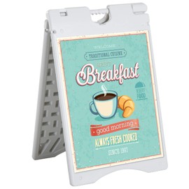 Vinsetto 22â x 28" Plastic Folding A-Frame Sandwich Board Sidewalk Sign with Weighted Tank & Weatherproof Design, White