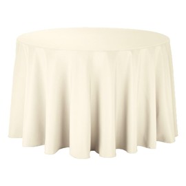 Leading Linens 12 Pack 108 Inch Round Ivory Polyester Tablecloth, Table Cover, Stain and Wrinkle Resistant, Washable for Dining Table, Wedding Reception, Banquet, Party