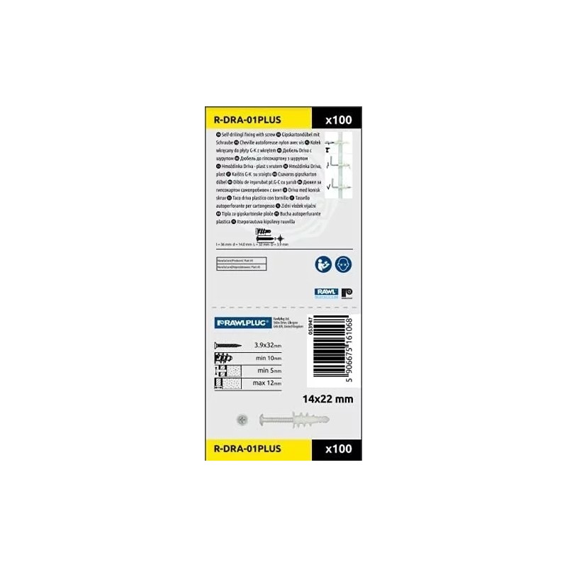 R Rawlplug Caja 100 Tornillos Y Taquetes De Plástico Para