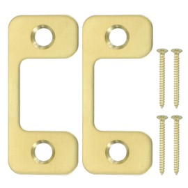 PATIKIL 1 x 2.24 inch strike plate for mortise lock, set of 2, adjustable door strike plate with stainless steel screws for electronic locks for home and rented accommodation, gold