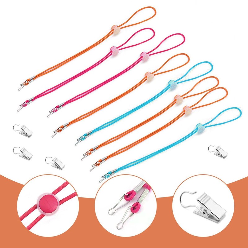 PLLDVEFD 12-Piece Adjustable Lanyard, Equipped With 12-Piece Metal Clips, Elastic
