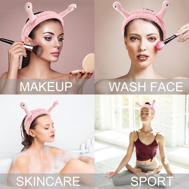 SuPoo Snail Face Wash Headband - Light Pink, Soft Microfiber