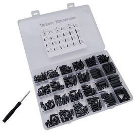 Full Case 360Pcs M2 M2.5 M3 Nylon Hex Spacer Screw Black Assortment Set for Computer Replace Screw Fastener