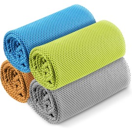 (Pellforia) Cooling Towel, Cooling Towel, Heat Stroke Prevention, 11.8 x 39.4 inches (30 x 100 cm), Set of 4, Reusable Cool Towel, Instant Cooling Towel