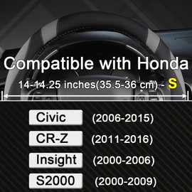 West Llama Customized Auto Car Steering Wheel Cover for Honda Civic, CR-Z, Insight, S2000, 14" - 14.25" (Black+Gray-Small Size)