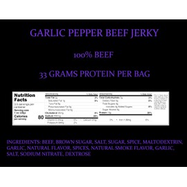 Ranch House Beef Jerky - Whole-Muscle Montana Beef Jerky Strips, High Protein Snack, Made in USA, 3.3 OZ (3.3 Ounce, Garlic Pepper)