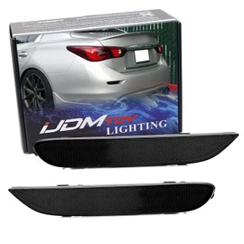 iJDMTOY Smoked Lens Rear Bumper Reflector Lenses Compatible With Infiniti Q50 QX60 QX80, Compatible With Nissan Altima Pathfinder Rogue etc, OE-Spec LH RH Assembly