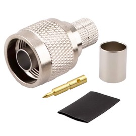 Whisary N Male Crimp Connector 50 ohm N Male Plug Connector for LMR400 Belden 9913 RG8 Low Loss Pack of 10