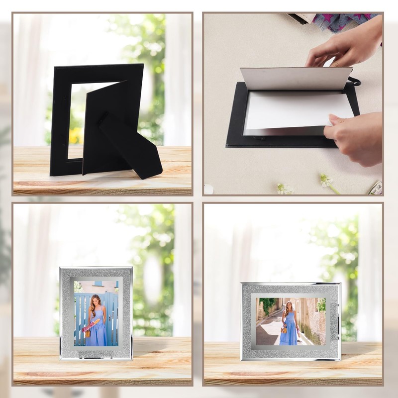 Calenzana 12 Pack 5x7 Sparkle Glass Picture Frame, Glitter Edge